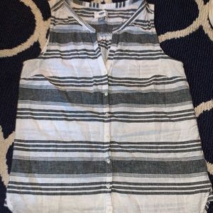 Gray and white striped button down tank!!